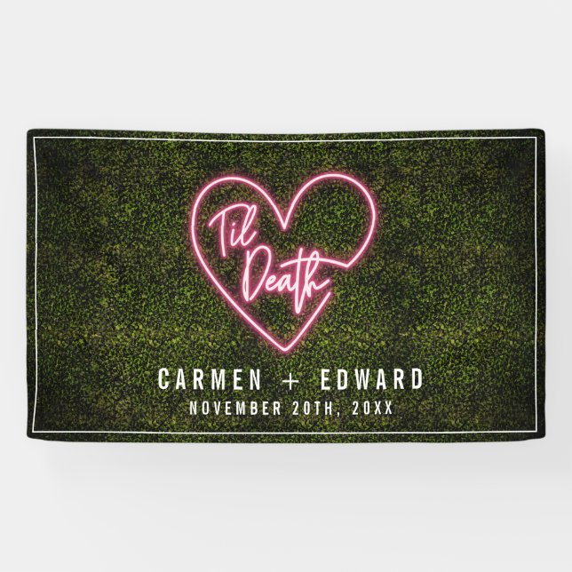 Til Death Wedding Neon Heart Banner (Horizontal)
