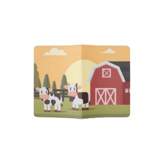 Til the Cows Come Home Two Cows Red Barn  Passport Holder