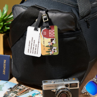 Til the Cows Come Home Two Cows Red Barn Sunrise Luggage Tag