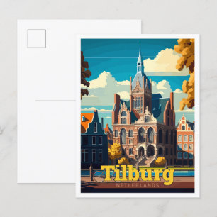 Tilburg Netherlands Travel Vintage Illustration Postcard