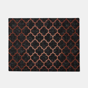 Tile1 Black Marble & Copper Brushed Metal Doormat by Trendi_Stuff at Zazzle