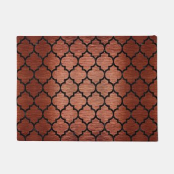 Tile1 Black Marble & Copper Brushed Metal (r) Doormat by Trendi_Stuff at Zazzle
