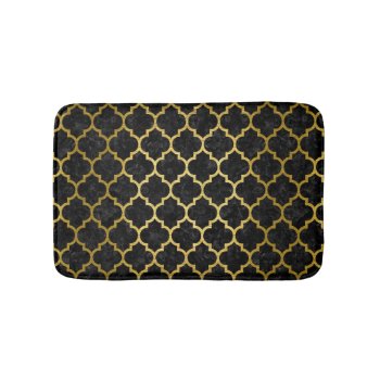 Tile1 Black Marble & Gold Brushed Metal Bathroom Mat by Trendi_Stuff at Zazzle