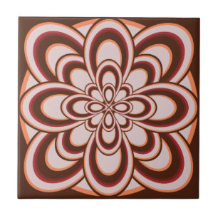 Tile, Abstract Flower 2, Brown Peach Wine Ceramic Tile