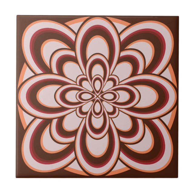 Tile, Abstract Flower 2, Brown Peach Wine Ceramic Tile (Front)