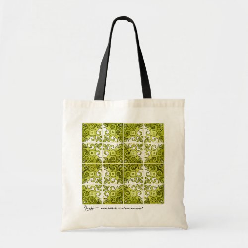 Tile Art Green Tote Bag