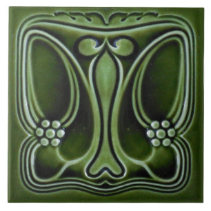 Tile art nouveau style decorative fireplace
