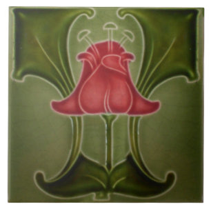 Tile art nouveau style decorative fireplace