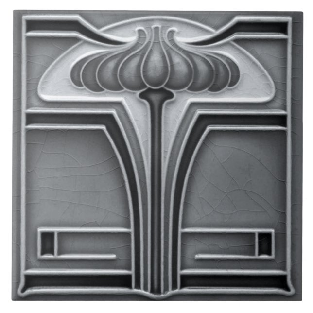 Tile art nouveau style decorative fireplace (Front)