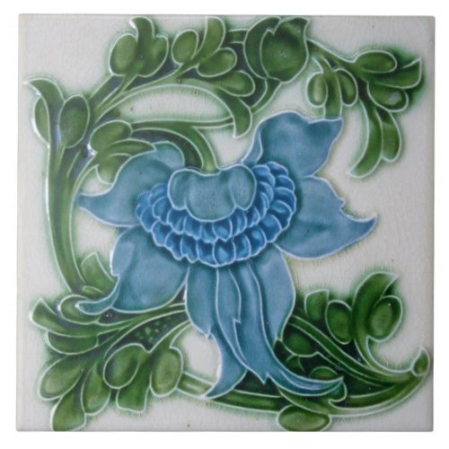 Tile art nouveau style decorative fireplace