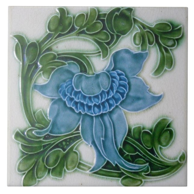 Tile art nouveau style decorative fireplace (Front)