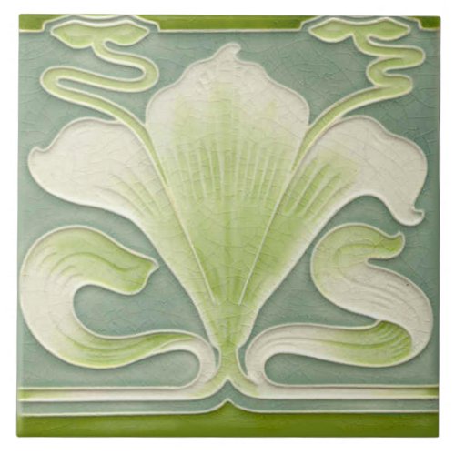 Tile art nouveau style decorative fireplace