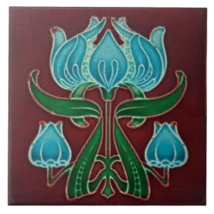 Tile art nouveau style decorative fireplace