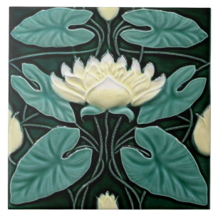 Tile art nouveau style decorative fireplace