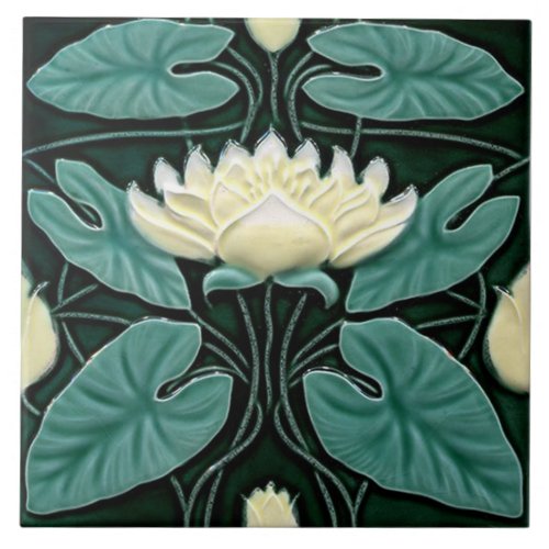 Tile art nouveau style decorative fireplace