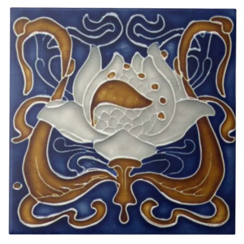 Tile art nouveau style decorative fireplace