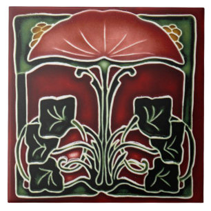 Tile art nouveau style decorative fireplace