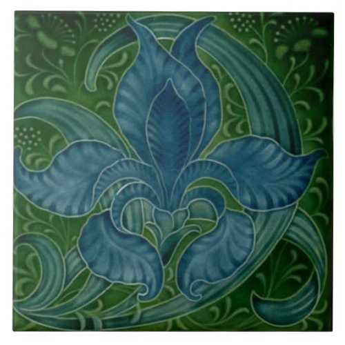 Tile art nouveau style decorative fireplace