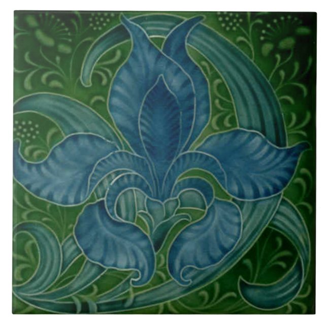 Tile art nouveau style decorative fireplace (Front)