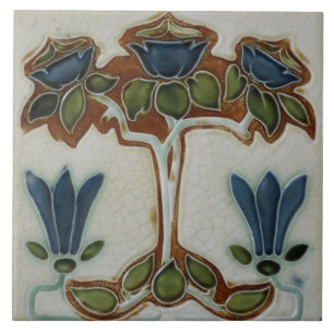 Tile art nouveau style decorative fireplace