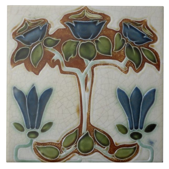 Tile art nouveau style decorative fireplace (Front)