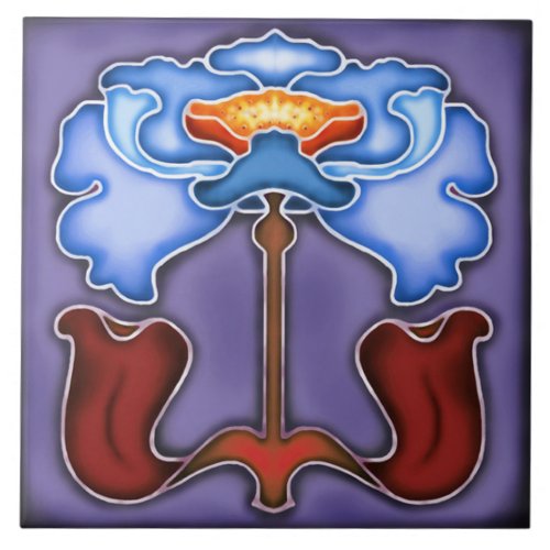 Tile art nouveau style decorative fireplace