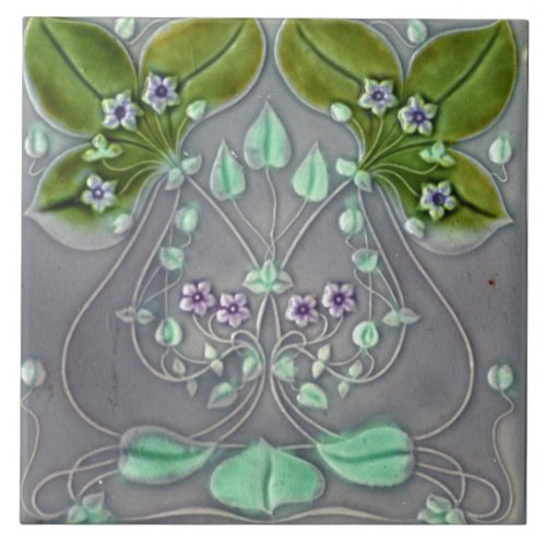 Tile art nouveau style decorative fireplace