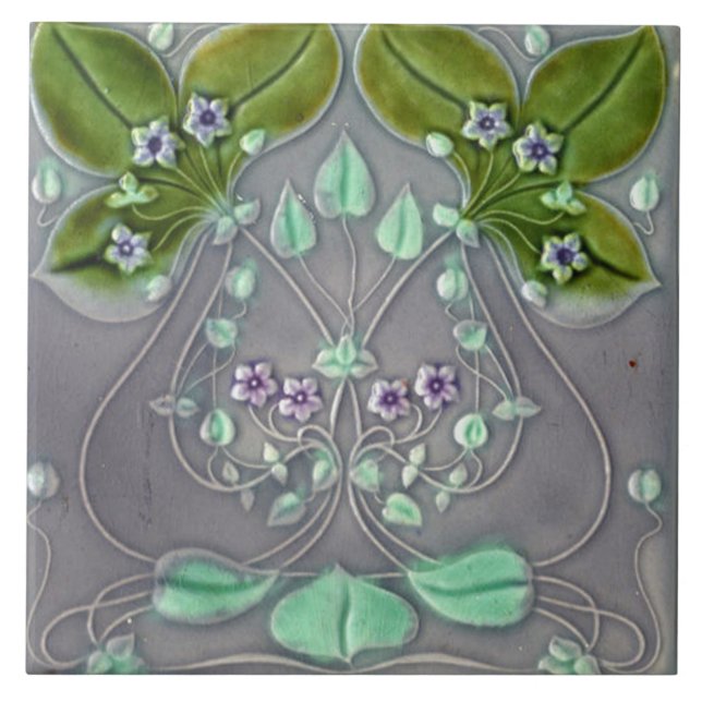 Tile art nouveau style decorative fireplace (Front)