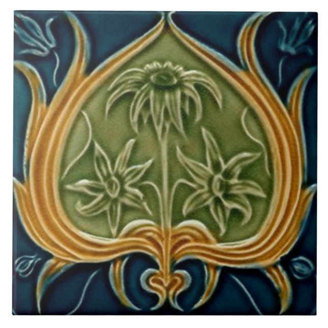 Tile art nouveau style decorative fireplace (Front)
