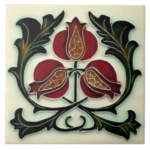 Tile art nouveau style decorative fireplace
