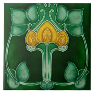 Tile art nouveau style decorative fireplace