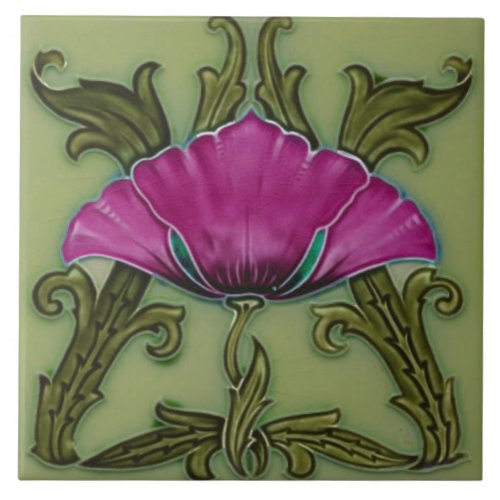 Tile art nouveau style decorative fireplace