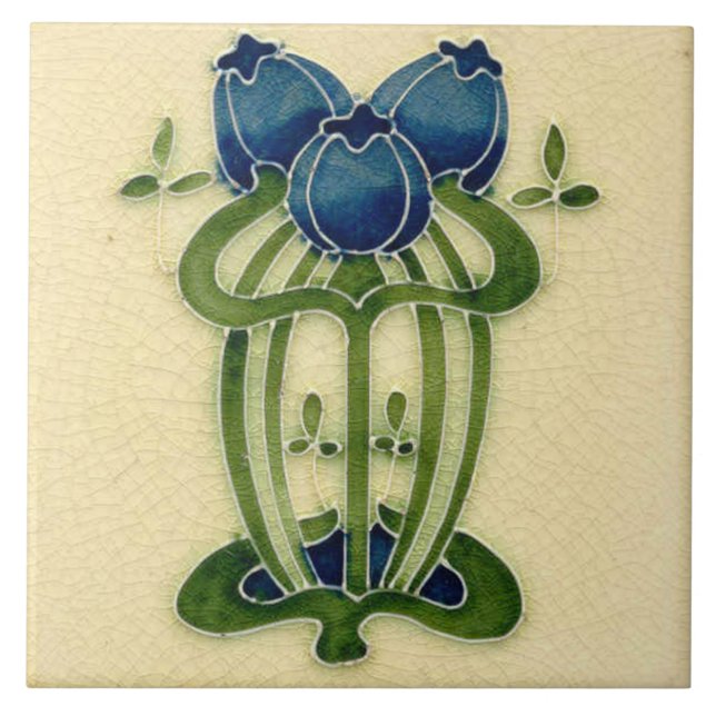 Tile art nouveau style decorative fireplace (Front)