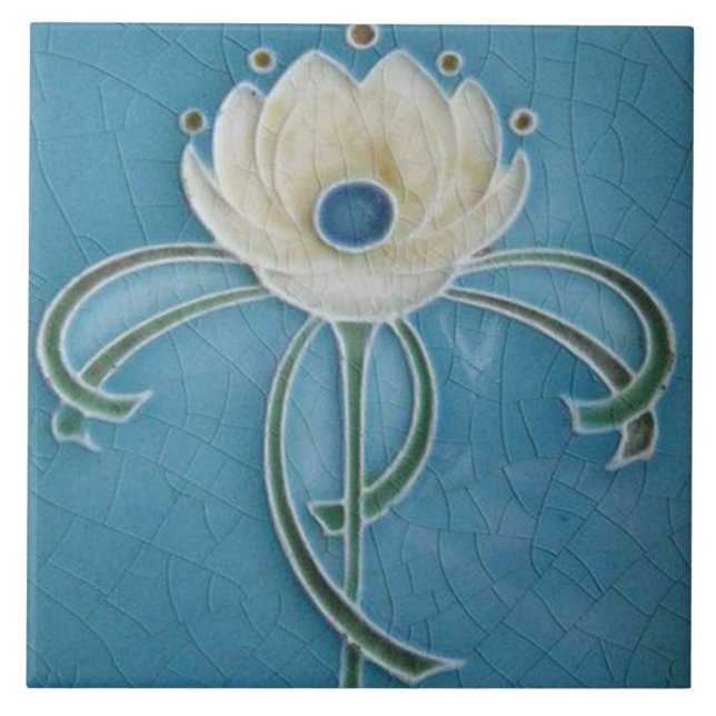 Tile art nouveau style decorative fireplace (Front)