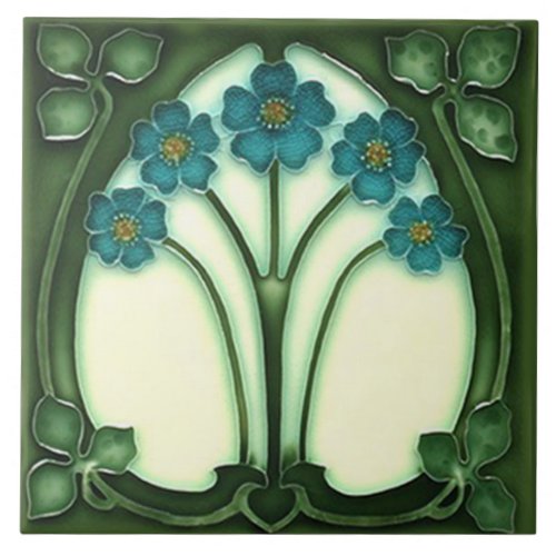 Tile art nouveau style decorative fireplace