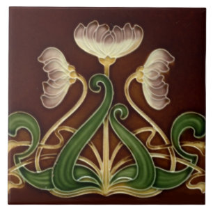 Tile art nouveau style decorative fireplace