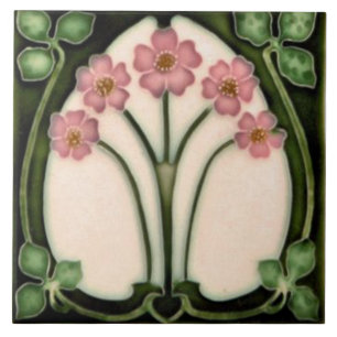 Tile art nouveau style decorative fireplace