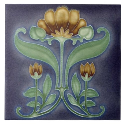 Tile art nouveau style decorative fireplace