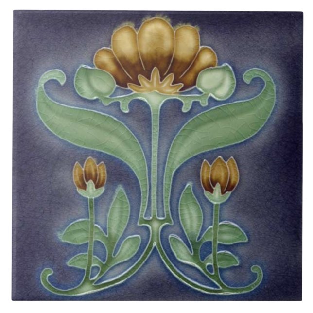 Tile art nouveau style decorative fireplace (Front)