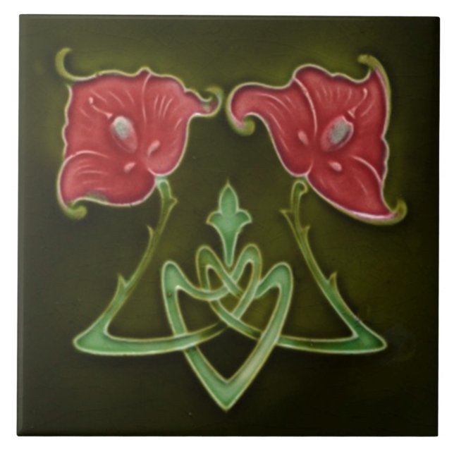 Tile art nouveau style decorative fireplace (Front)