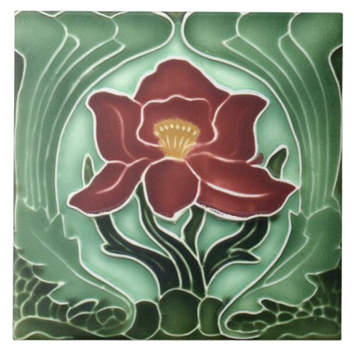 Tile art nouveau style decorative fireplace