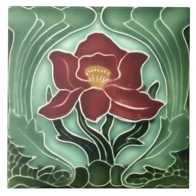 Tile art nouveau style decorative fireplace (Front)