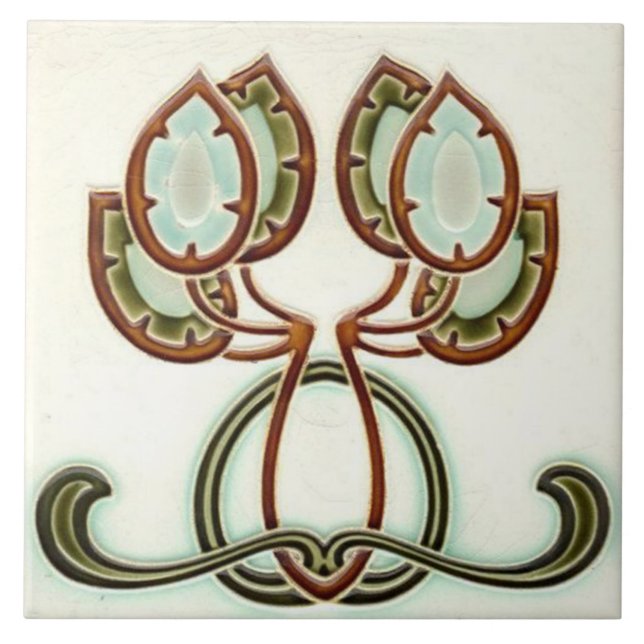 Tile art nouveau style decorative fireplace (Front)