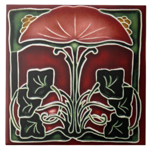 Tile art nouveau style decorative fireplace