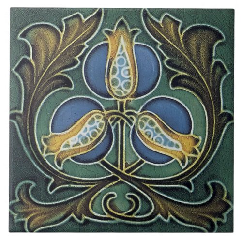 Tile art nouveau style decorative fireplace