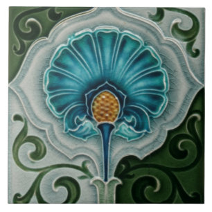 Tile art nouveau style decorative fireplace