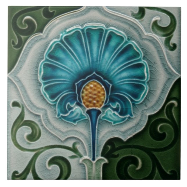 Tile art nouveau style decorative fireplace (Front)