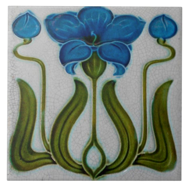 Tile art nouveau style decorative fireplace (Front)