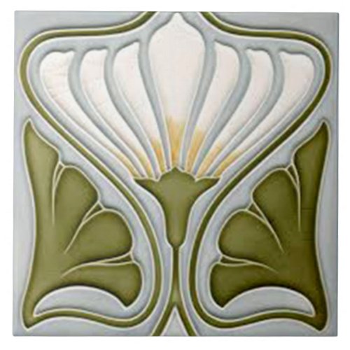 Tile art nouveau style decorative fireplace