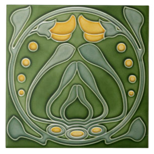 Tile art nouveau style decorative fireplace